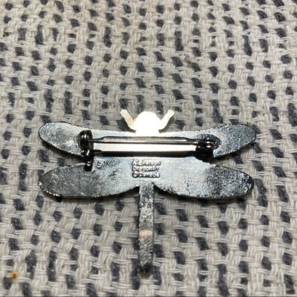 Dragonfly Enamel Pin - Black & White Accent - Picture 2 of 3